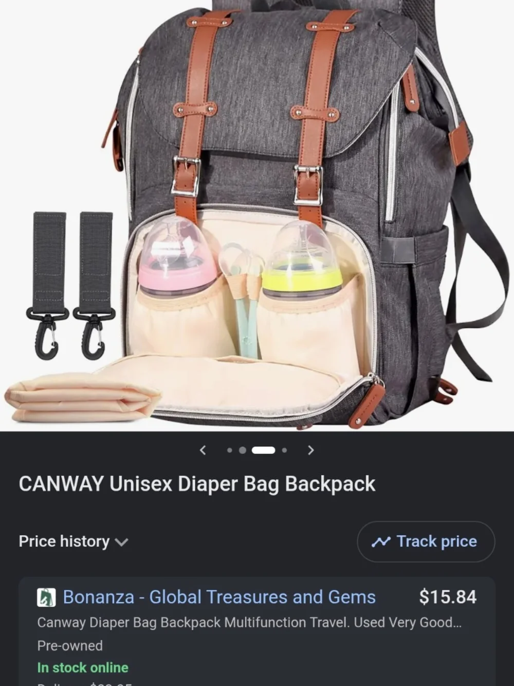 Denim-Style Baby Backpack with Tan Trim by